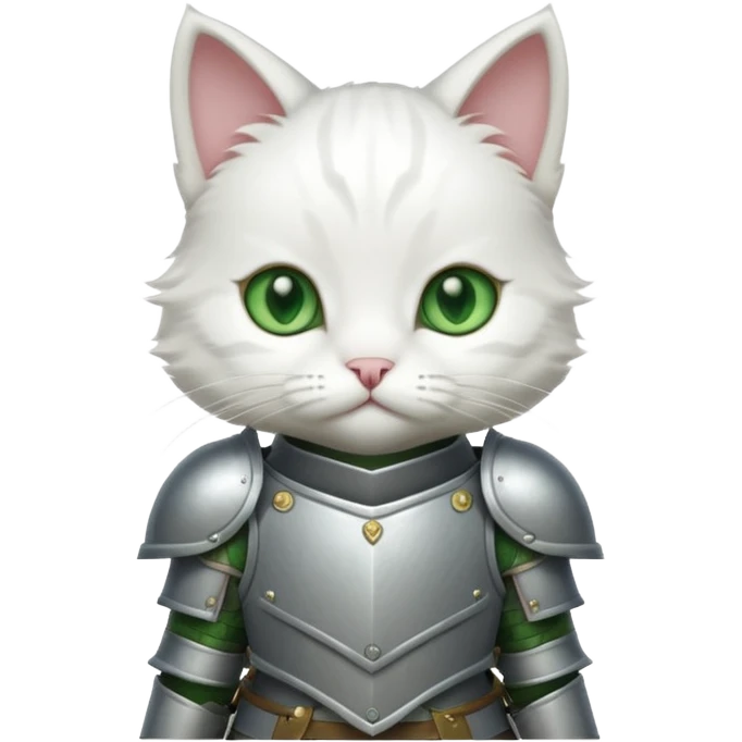 baby white cat in armor, full body emoji