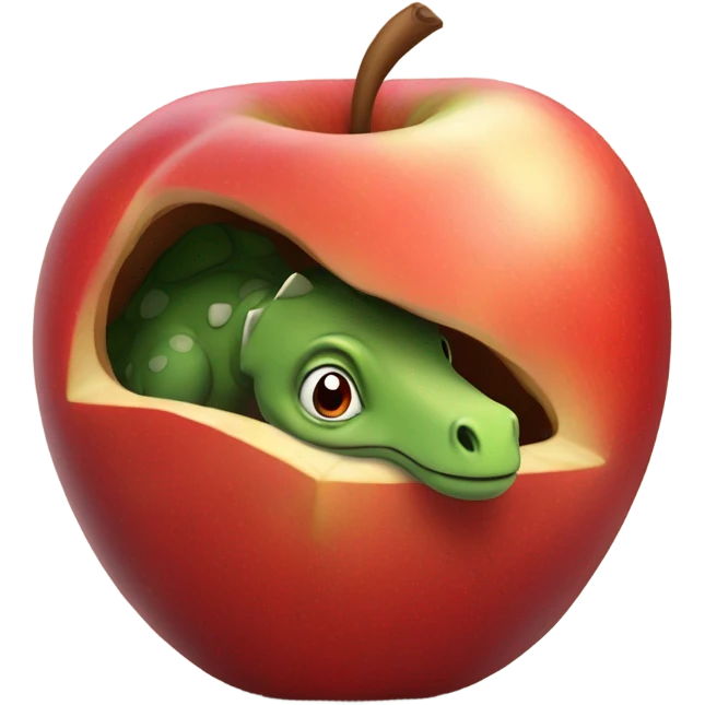 Dinosaur inside an apple emoji