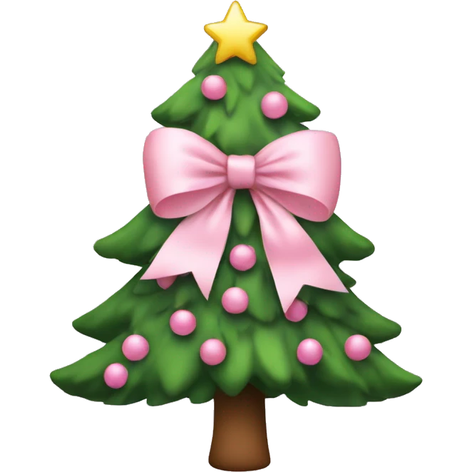 Christmas tree with a baby pink bow emoji