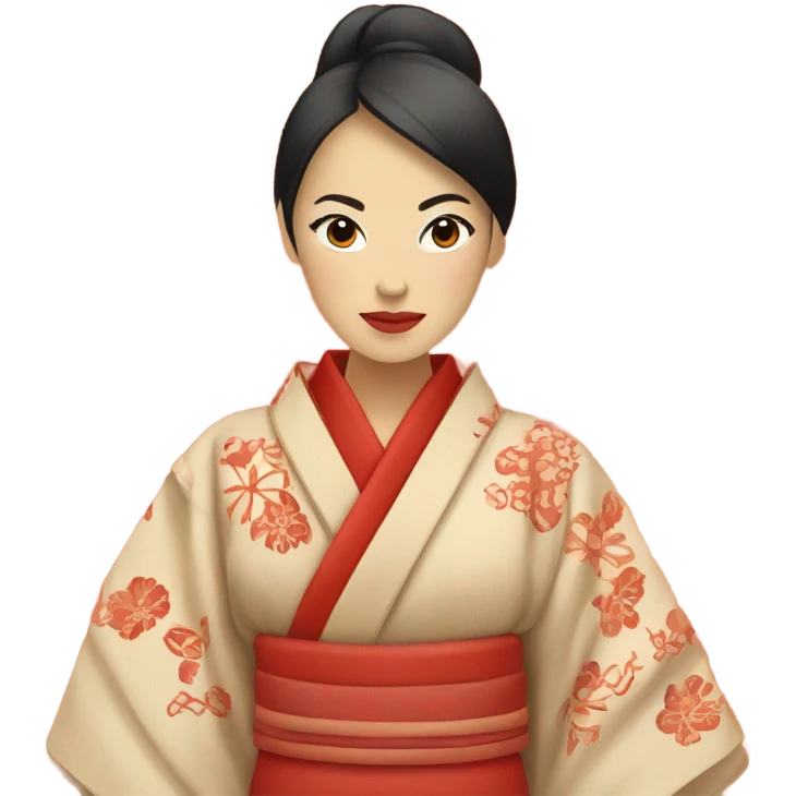 kimono red beige emoji