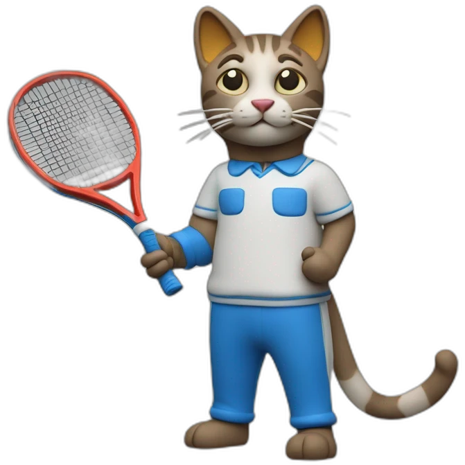 Plasticine cat with a tennis racket in his hand emoji