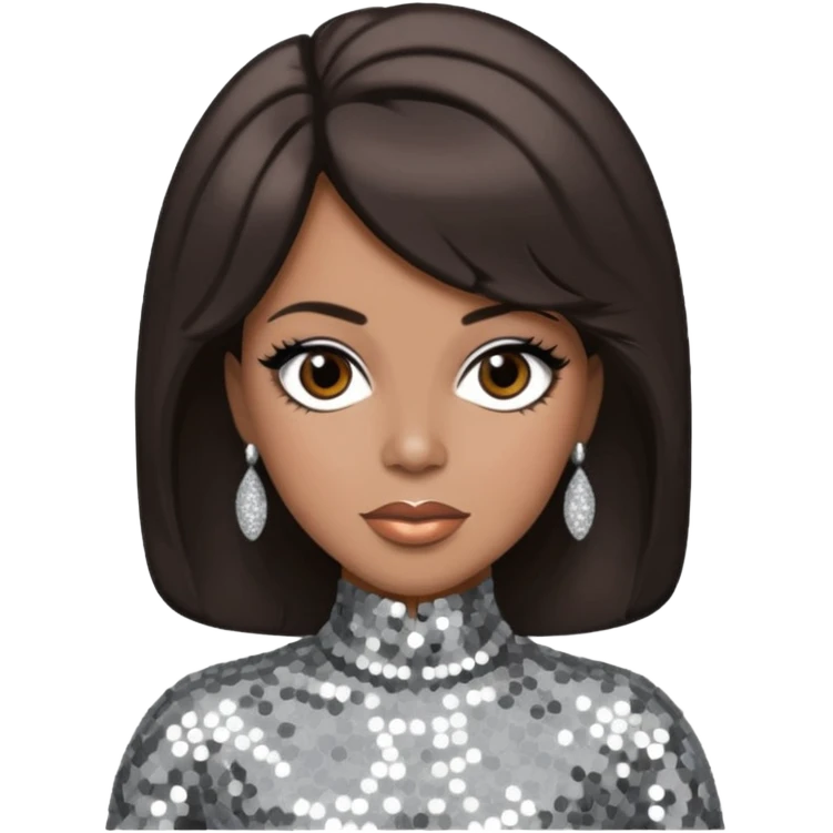 Cindy Birdsong from The Supremes with dark brown hair, silver outfit emoji
