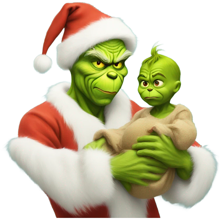 the grinch holding baby jesus emoji
