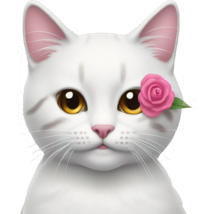 gato blanco usando una cinta rosa emoji