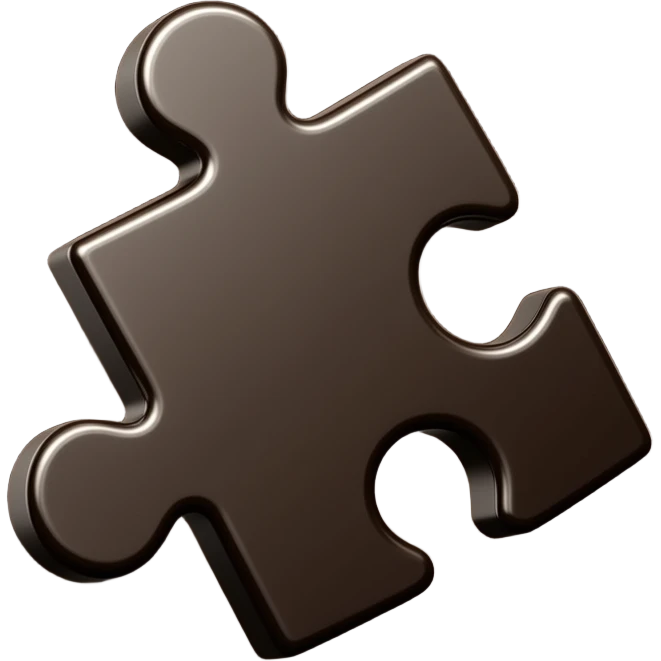 3d dark brown -puzzle-piece-emoji polished-metal-texture,-floating-on-a-deep-midnight-brown-background--soft-dramatic-studio-lighting,-cinematic-rim-light emoji
