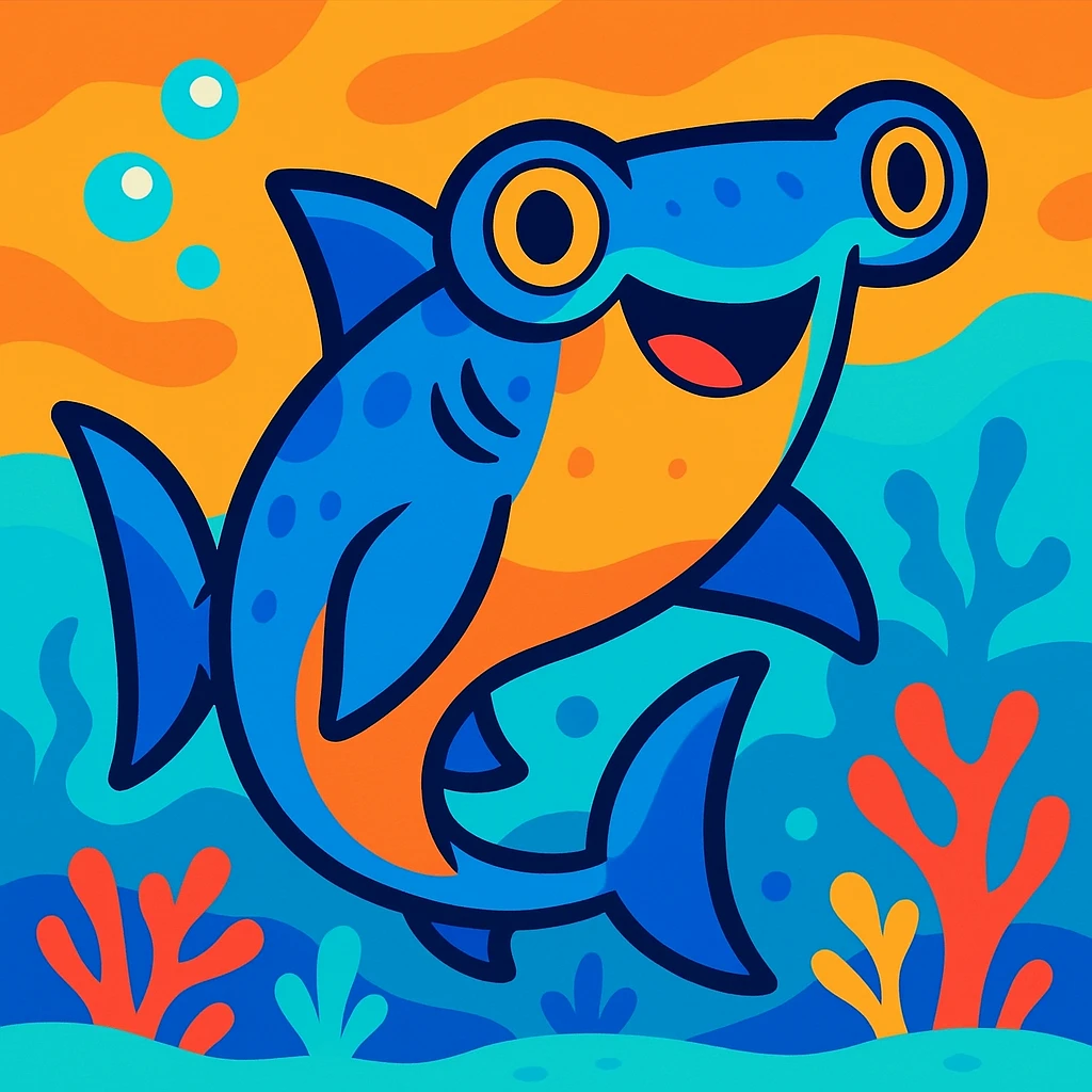 hammerhead shark, vibrant and playful style emoji