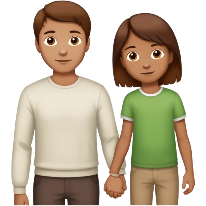 A man with brown hair holding a child's hand, the child has reddish brown hair emoji