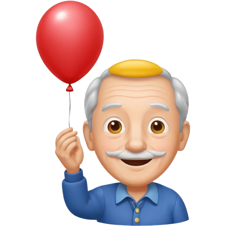 Grandpa floating with balloon emoji