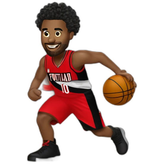 Basketteur avec cheveux bouclés qui joue au portland trail blazers emoji
