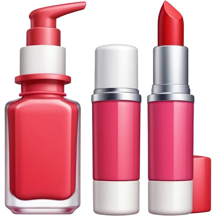 emoji of cards with illustrations of lipstick, serum and hand cream on them
 emoji