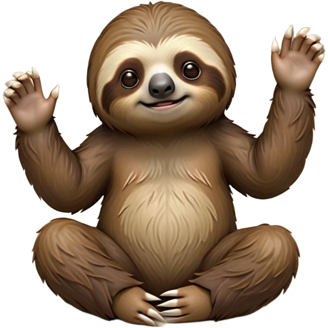 cinematic-sloth-realistic-full-body-sitting-emoji,-long-curved-claws-clinging,-thick-shaggy-brown-fur-slightly-ruffled,-head-tilted-dramatically,-slow-blinking-eyes-filled-with-serene-wisdom,-simplified-yet-realistic-focused-features,-highly-detailed,-glowing-with-an-almost-sarcastic-glow emoji