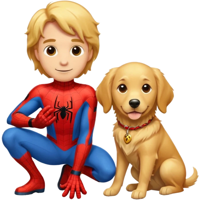 Spider-Man with a golden retriever emoji