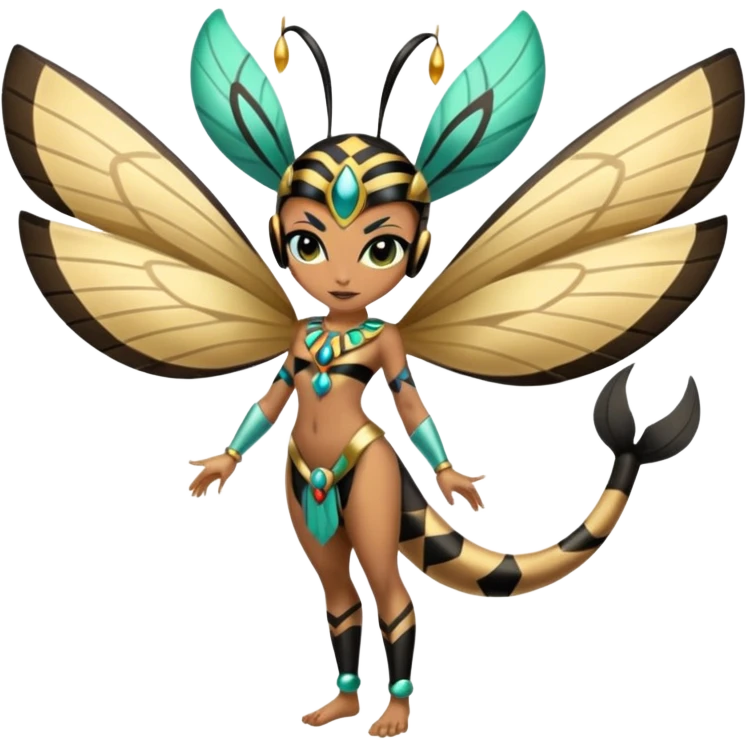  Egyptian Smooth Soft Glossy Tribal Exotic Colorful Tropical Meloetta-Queenbee-Venom-Heliolisk-Helioptile-fusion, full body, tribal markings  emoji