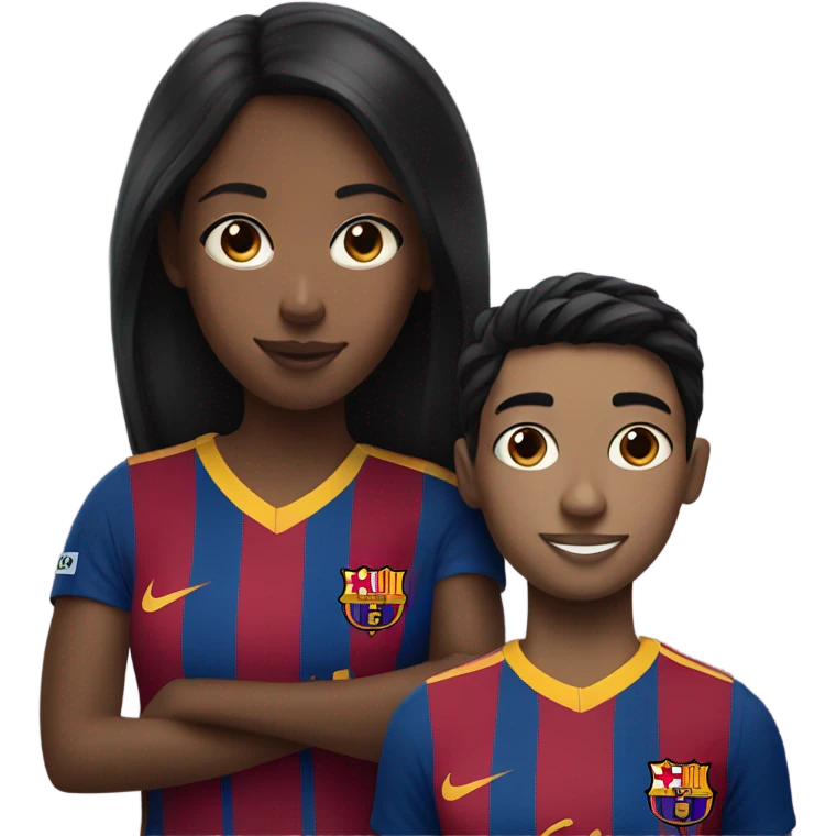 black hair girl with football barcelona player  emoji