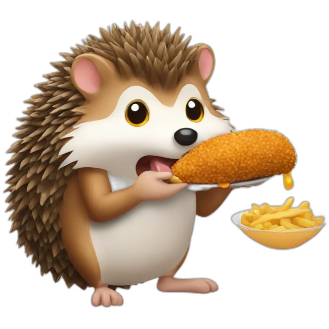 Hedgehog eating fried chicken emoji