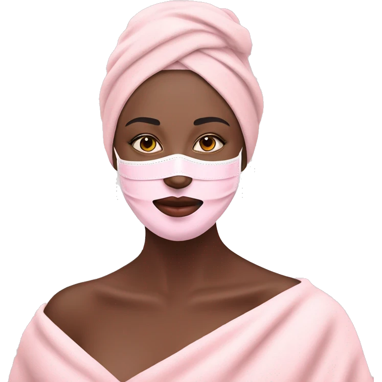 Lady with pastel pink face mask spa beauty full face relaxing emoji