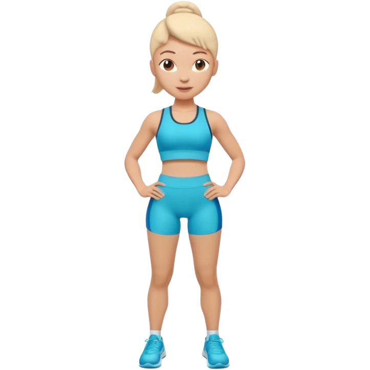 A 3D cartoon fit person showing a slim waistline, wearing sportswear, bright lighting, Memoji-style. emoji