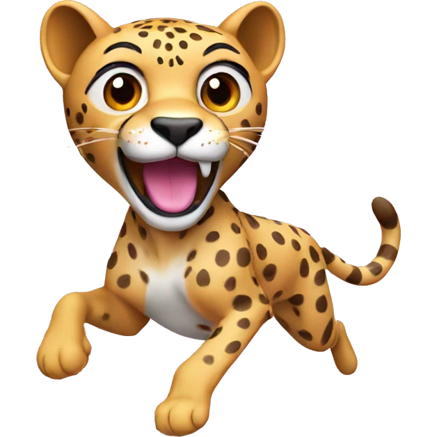 running cheetah in pink emoji