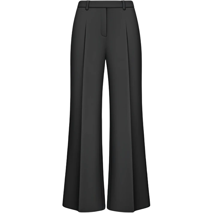 only black wide leg pants, flat product photography, plain garment item isolated on white, no human elements, no limbs, just the pants emoji