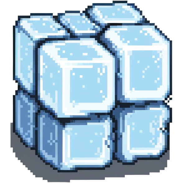 A simple pixelated ice cube emoji