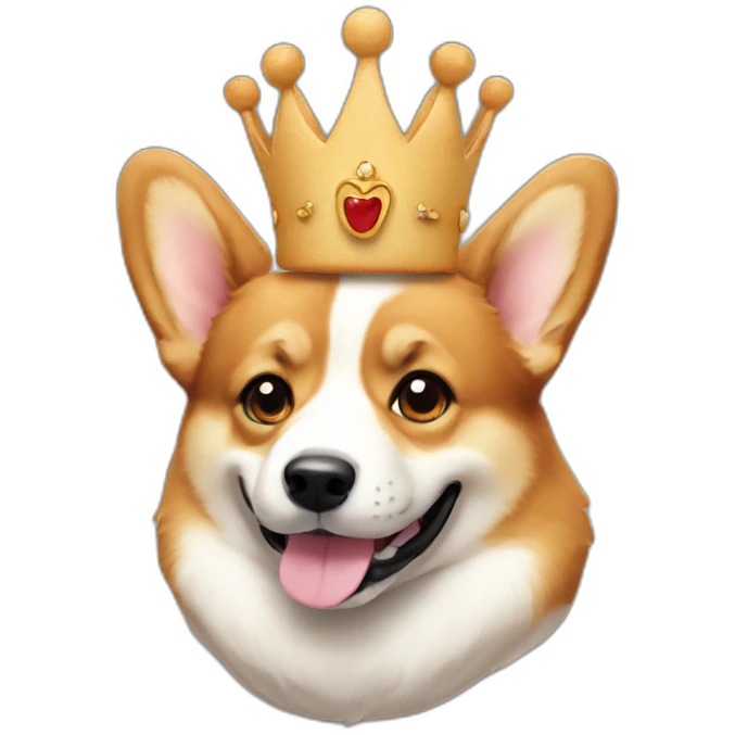 corgi in the shape of bread wearing a crown emoji