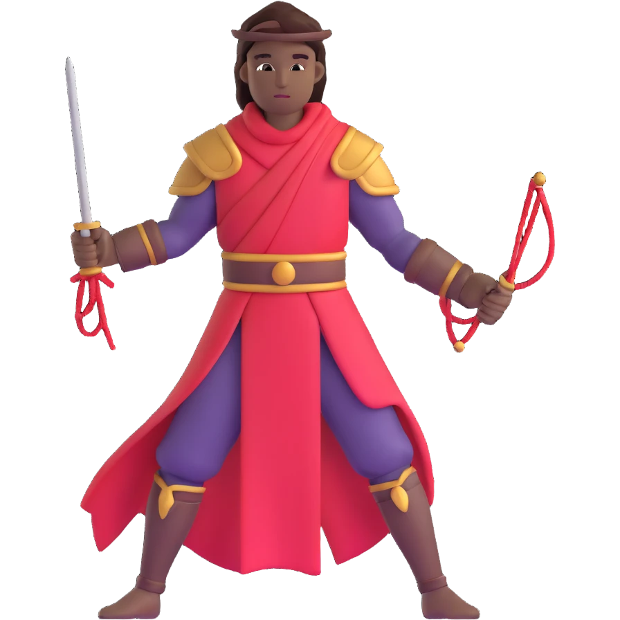 silhouette warrior with silk thread emoji