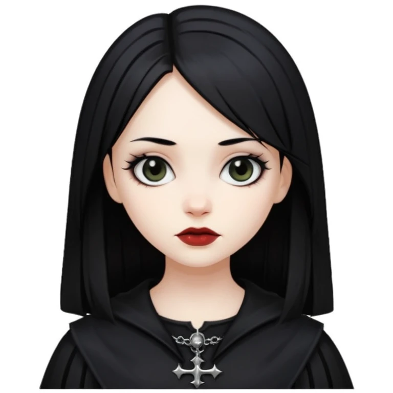 a slightly dark-haired girl in the Gothic style with black hair  emoji