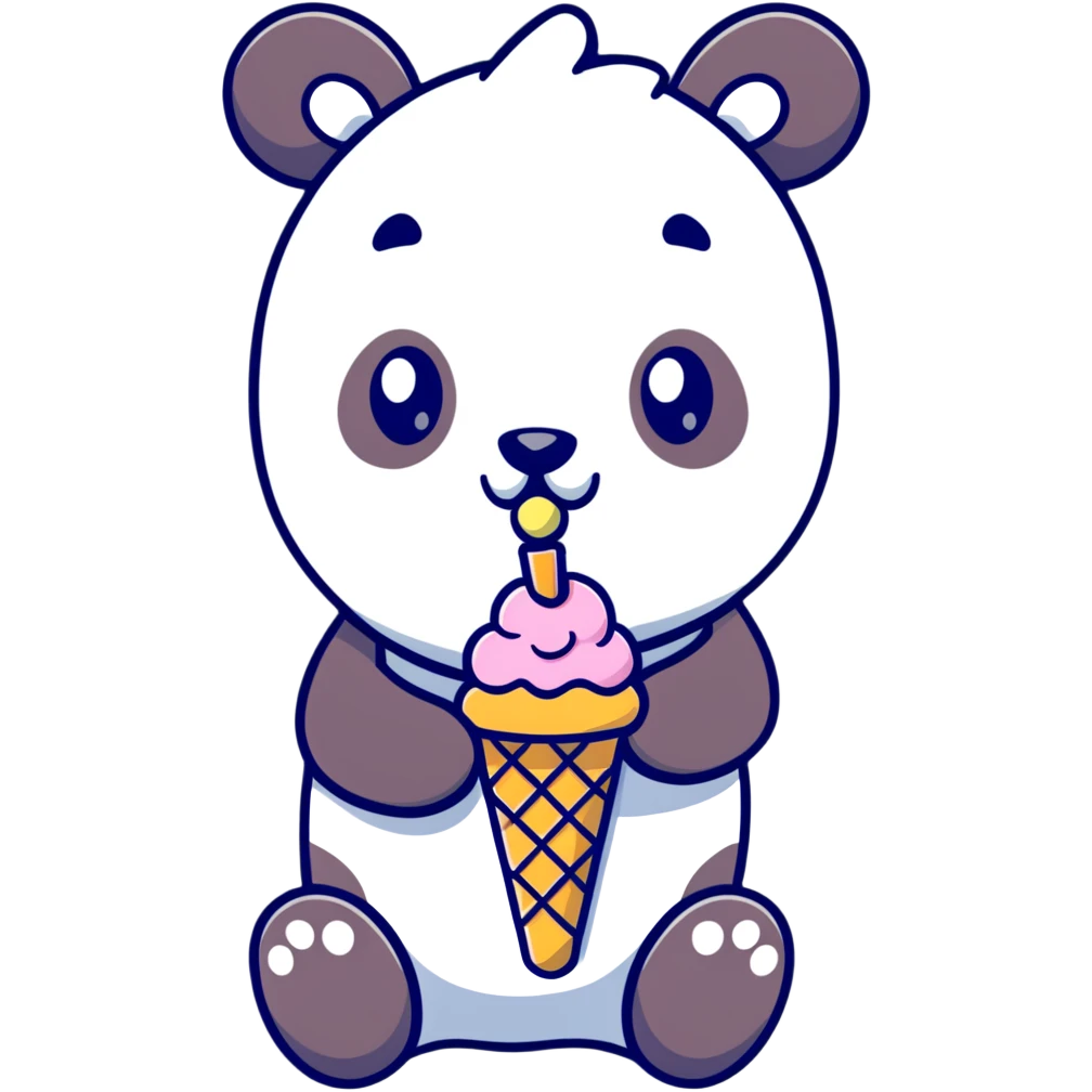 Panda eating ice cream emoji