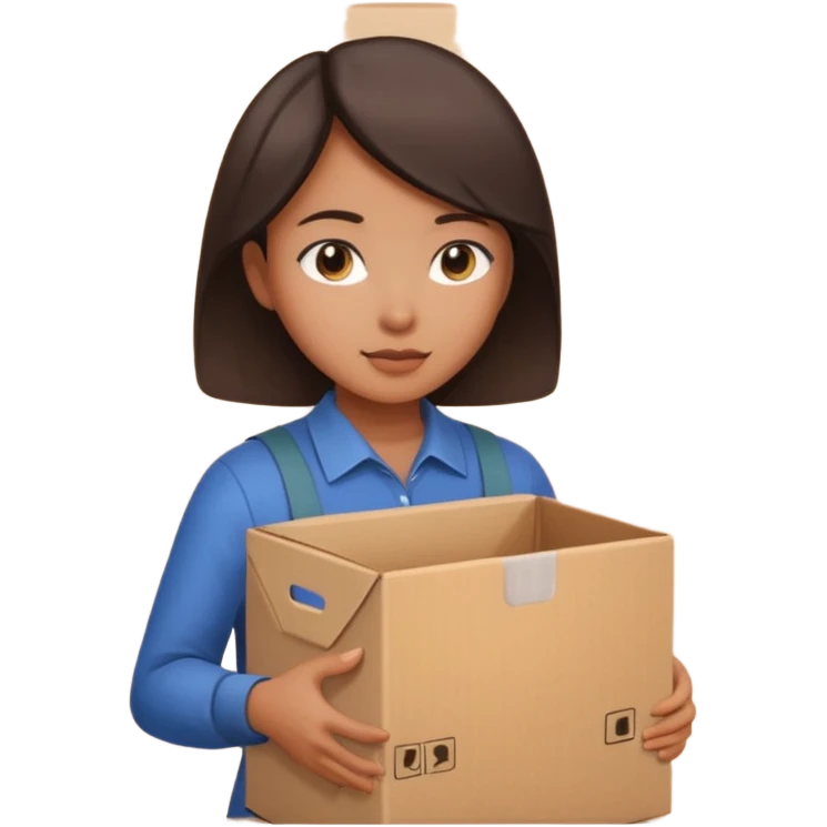 택배박스를 포장하는 동양인 여자 emoji