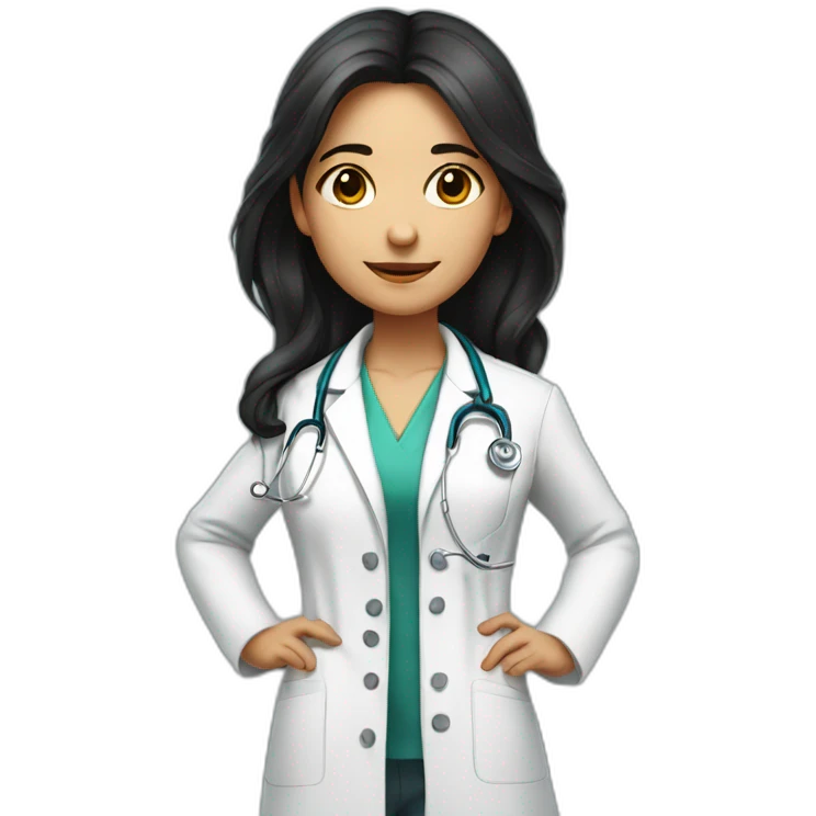 squatting doctor girl with dark hair emoji