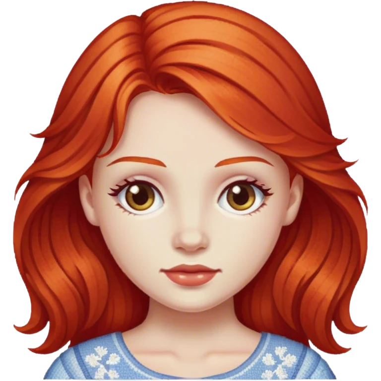 Red head girl cross stitch  emoji