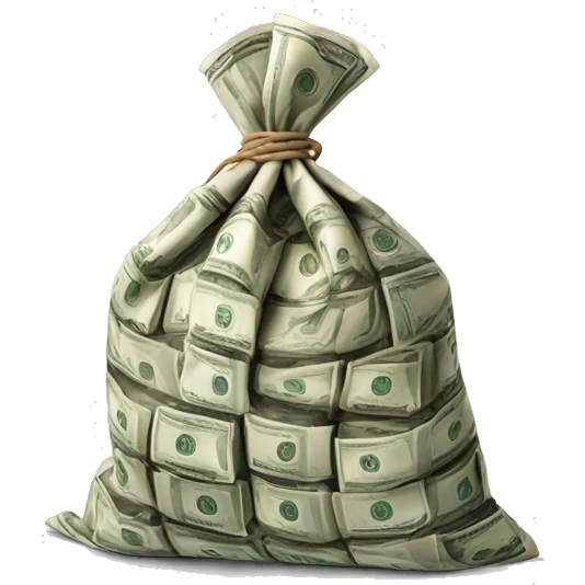 photorealistic bag of money emoji
