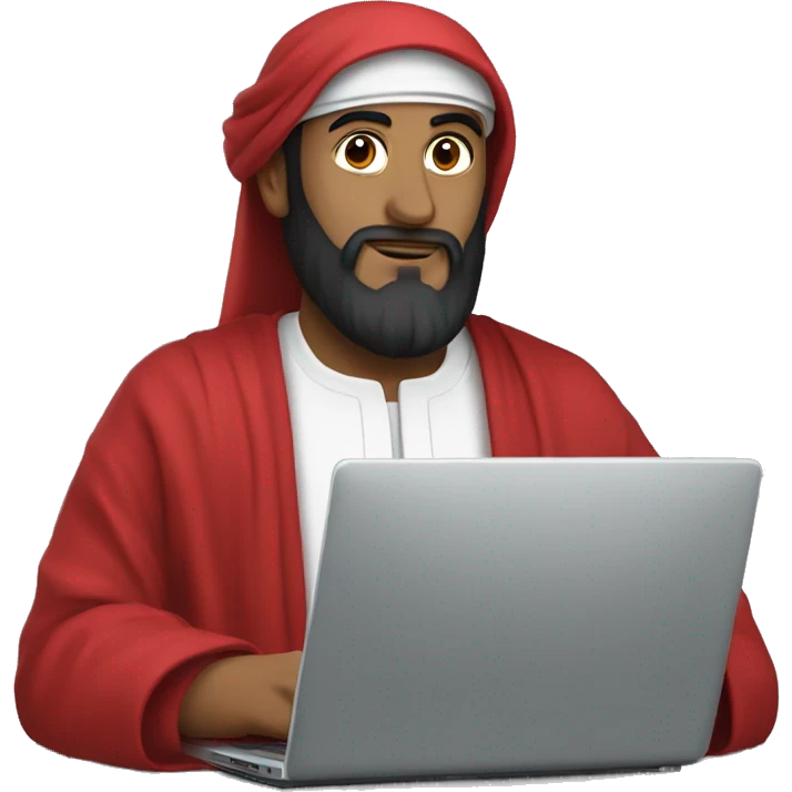 A caliph with red clothes writing in a laptop emoji