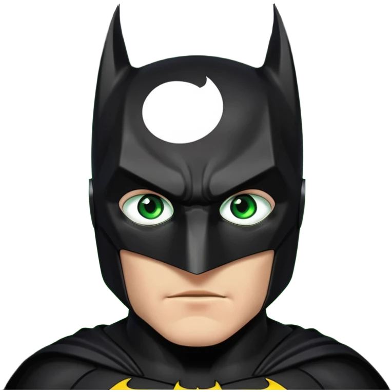 Batman con traje del caballero oscuro, con los ojos verdes, solamente los ojos, el traje NO lo hagas verde emoji