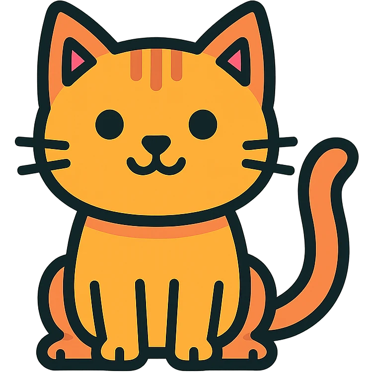 cute cat icon with color outline emoji