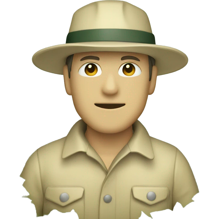 gardener pith helmet beige jacket trees emoji