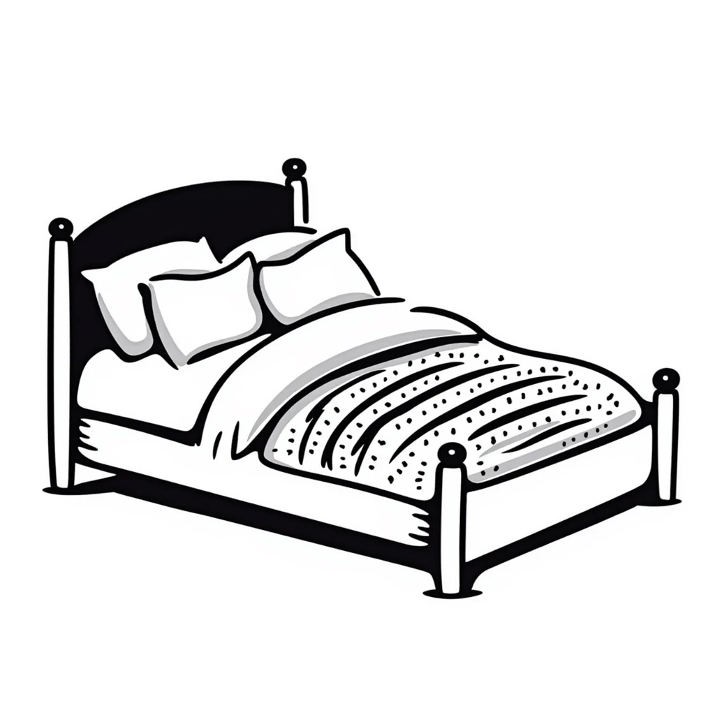 A comfortable bed with pillows and blanket emoji
