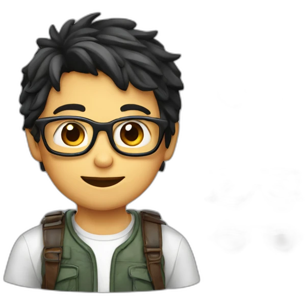 niño gordo con gafas y pecas emoji