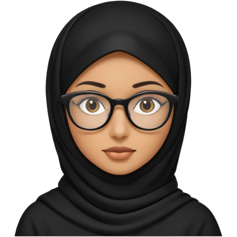 madre con jafas arabe con un panuelo de color negro tapandole todo el cabello emoji