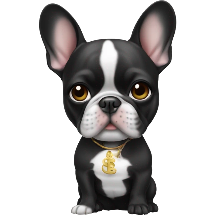 French bulldog black with White dollar with Asian girl emoji