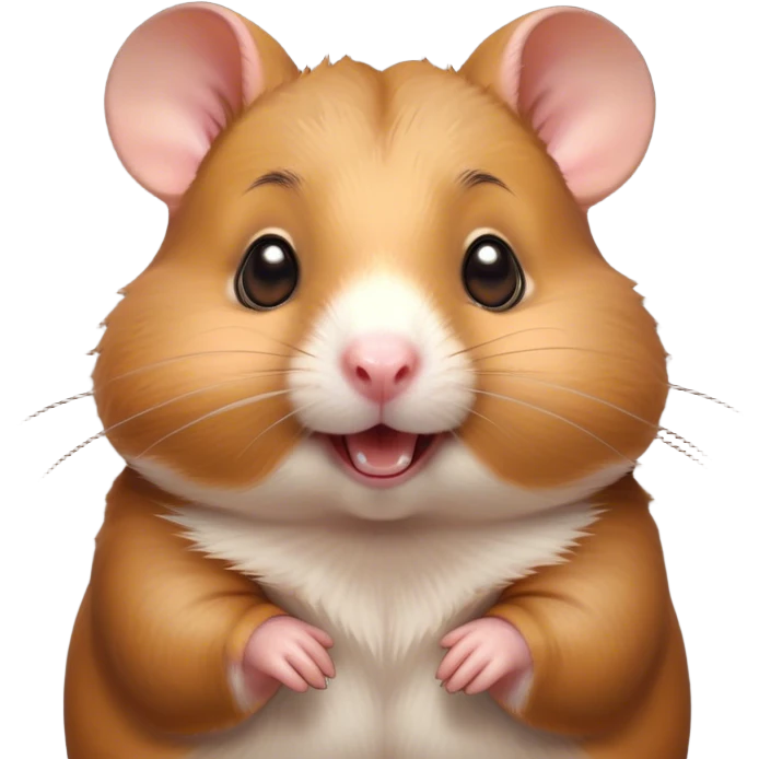Cinematic Comical Brown Hamster Portrait Emoji, Head tilted dramatically with an exaggeratedly amused expression, featuring a striking rich brown coat with a playful shine, wide, expressive dark eyes filled with humorous disbelief, Simplified yet hilariously expressive features, highly detailed, glowing with a slightly sassy glow, high shine, dramatic yet playful, stylized with an air of cheeky mischief, bright and endearing, soft glowing outline, capturing the essence of a spirited and over-the-top hamster, so meme-worthy it feels like it could side-eye its way into internet fame instantly! emoji