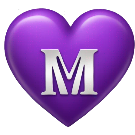 Purple heart with letter M emoji