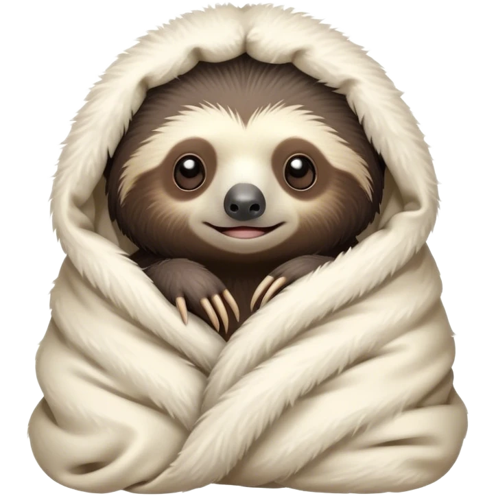 Baby sloth bear cozy in blanket  emoji