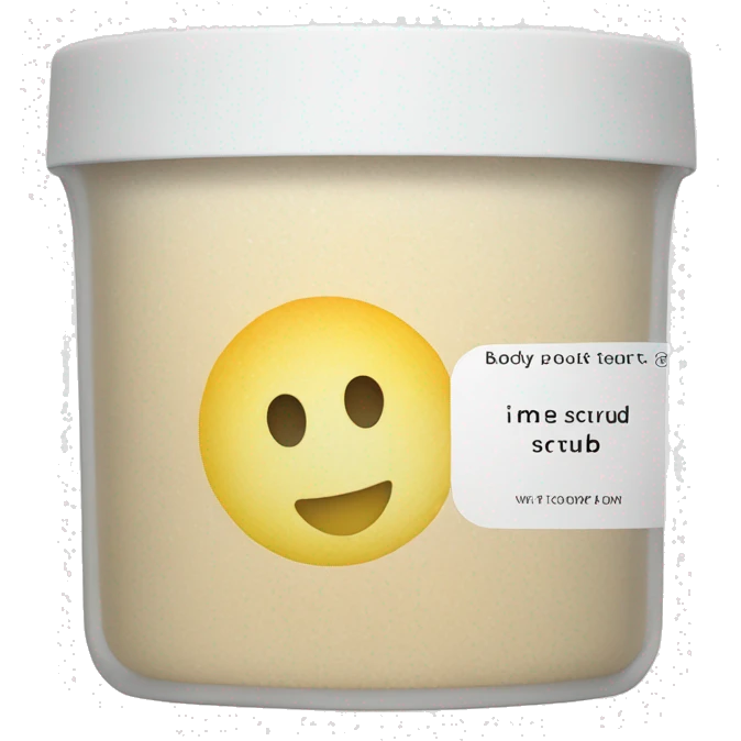 body scrub pot with label emoji