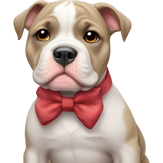American bully puppy wearing a bow emoji