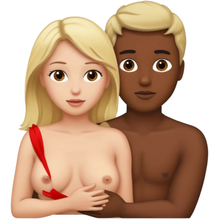 Naked blonde woman having sex with brunette man emoji