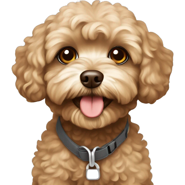 Brown Maltipoo ready for a walk emoji