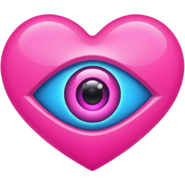 A pink neon heart with a eye in the center emoji