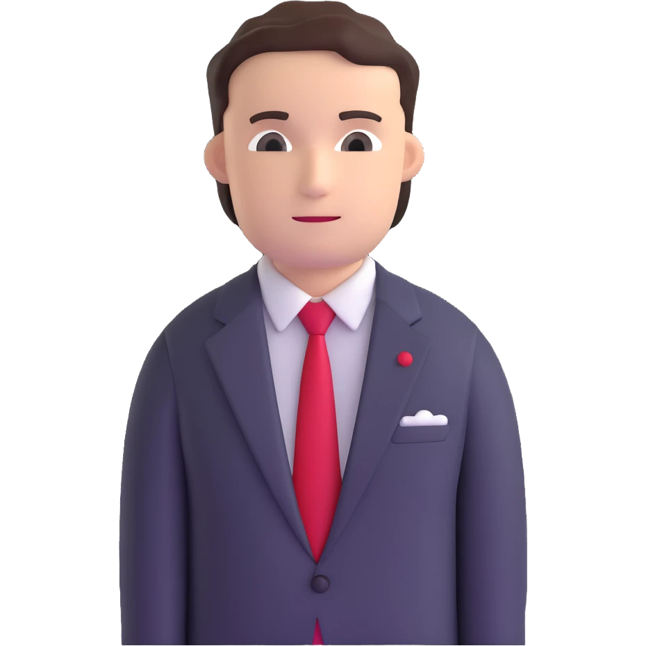 man wearing a suit with black horizontal stripes and a red tie emoji
