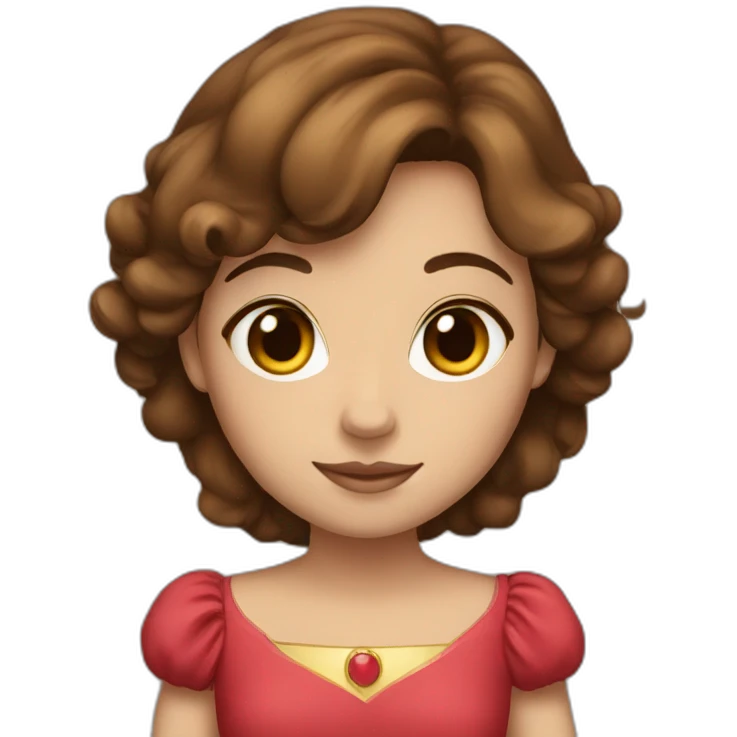 A princess with brown hair and brown eyes and red clothes  emoji